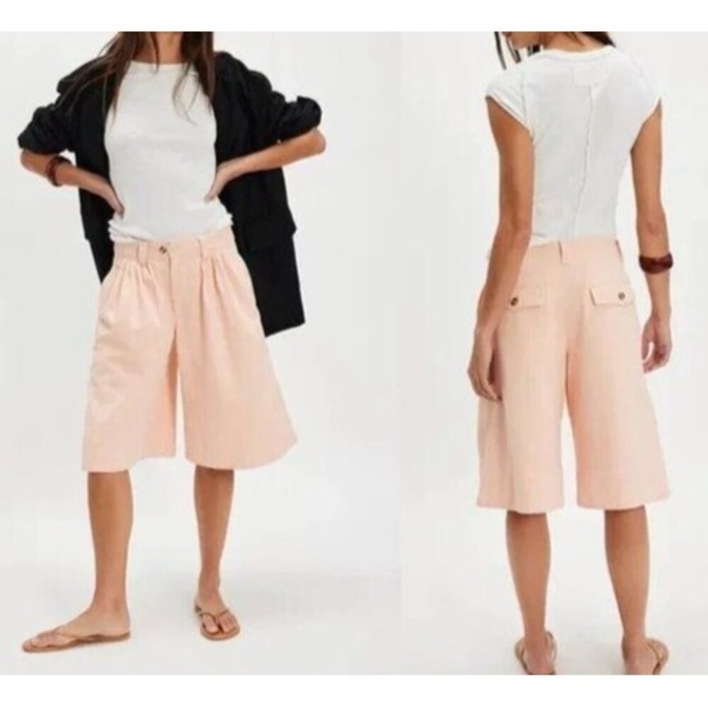 Free People Sadie A Line Long Trouser Shorts Tailored 90s Old Money Womens 6